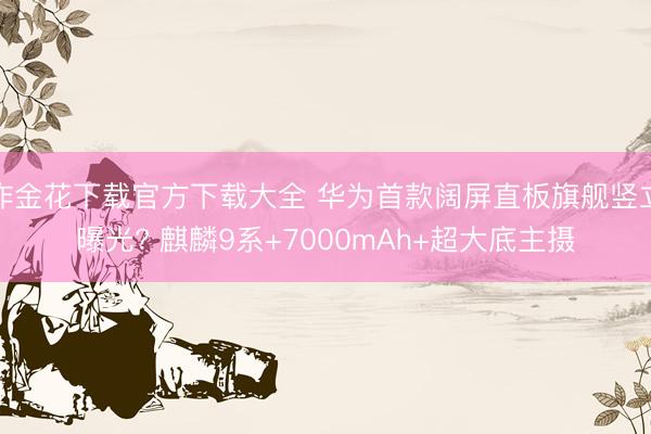 炸金花下载官方下载大全 华为首款阔屏直板旗舰竖立曝光? 麒麟9系+7000mAh+超大底主摄