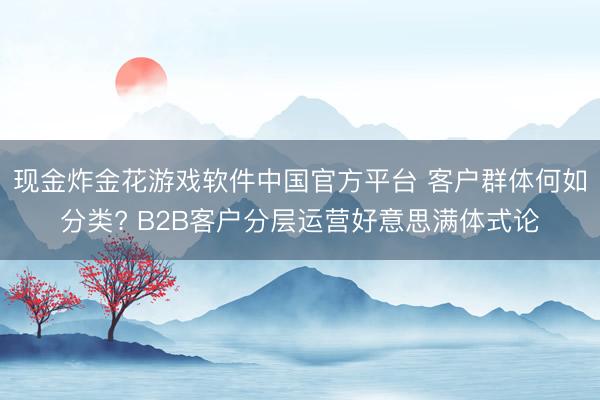 现金炸金花游戏软件中国官方平台 客户群体何如分类? B2B客户分层运营好意思满体式论