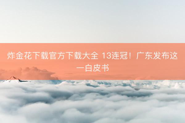 炸金花下载官方下载大全 13连冠！广东发布这一白皮书